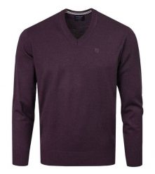 Sweter Męski Wełniany - Dekolt w Serek - Pako Jeans - Śliwkowy. Czerwone swetry rozpinane Pako Jeans, l, bez wzorów, z jeansu, bez kołnierzyka, bez ramiączek. Za 169.00 zł.