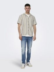 ONLY & SONS Koszula w kolorze beżowo-niebieskim rozmiar: XL. Brązowe koszule Only & Sons, xl, bez wzorów, z bawełny, bez kołnierzyka, bez ramiączek. Za 57.47 zł.