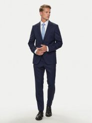 Boss Garnitur H-Houston 50518120 Granatowy Slim Fit. Niebieskie garnitury Boss, m, bez wzorów, z wełny. Za 2,999.00 zł.