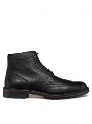 Geox Trzewiki U Walk Pleasure C U46HAB 00064 C9999 Czarny. Czarne botki sznurowane Geox, bez wzorów, ze skóry, bez obcasa, bez zapięcia. Za 799.99 zł.