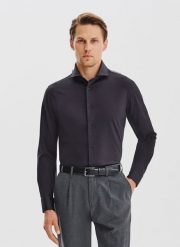 PAKO LORENTE – Grafitowa koszula z dzianiny. Szare koszule Pako Lorente, l, bez wzorów, z bawełny, bez kołnierzyka, bez ramiączek. Za 199.99 zł.