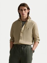 Polo Ralph Lauren Koszula 710968915003 Beżowy Slim Fit. Brązowe koszule Polo Ralph Lauren, m, bez wzorów, ze lnu, bez kołnierzyka, bez ramiączek. Za 709.99 zł.