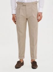 PAKO LORENTE - Spodnie męskie w prążek z lnem. Spodnie materiałowe Pako Lorente, na co dzień, na lato, m, bez wzorów, z bawełny, casualowe. Za 179.99 zł.