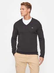 Tommy Jeans Sweter Essential DM0DM19429 Czarny Slim Fit. Czarne swetry rozpinane Tommy Jeans, m, bez wzorów, z bawełny, bez kołnierzyka, bez ramiączek. Za 229.99 zł.