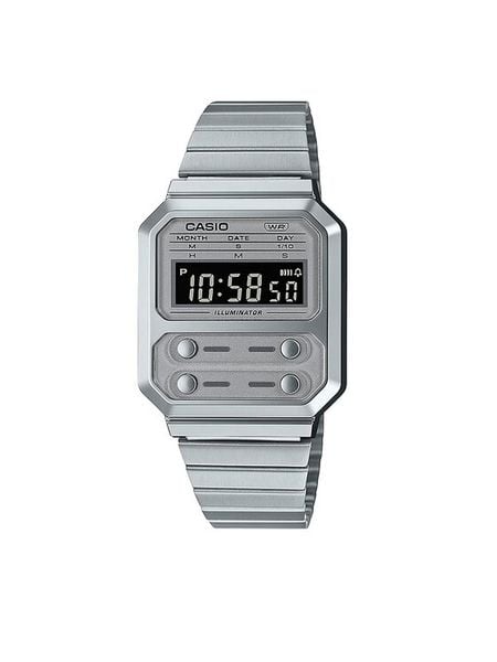 Casio Zegarek Vintage A100WE-7BEF Srebrny. Szare, cyfrowe zegarki Casio, srebrne. Za 199.99 zł.