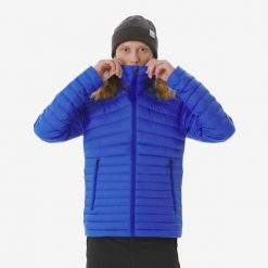 Kurtka puchowa trekkingowa męska Xplore -3°C. Niebieskie kurtki SIMOND, na zimę, l, bez wzorów, z bawełny, z kapturem. Za 289.99 zł.