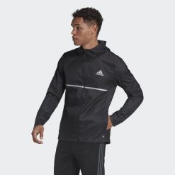 Męska kurtka sportowa Adidas Own the Run Czarny. Czarne kurtki Adidas, l, bez wzorów, bez kaptura, do biegania. W wyprzedaży za 270.70 zł.