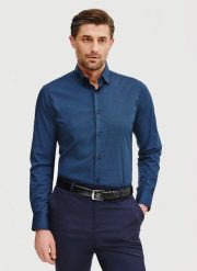 PAKO LORENTE – Koszula męska mikrowzór. Koszule Pako Lorente, na lato, m, bez wzorów, z bawełny, bez kołnierzyka, bez ramiączek. Za 299.99 zł.