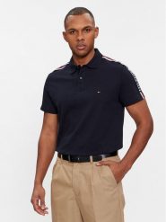 Tommy Hilfiger Polo Global Stripe Monotype Reg Polo MW0MW33591 Granatowy Regular Fit. Niebieskie koszulki polo Tommy Hilfiger, m, bez wzorów, z bawełny, bez kołnierzyka, bez ramiączek. Za 419.99 zł.