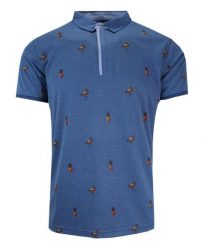 Koszulka POLO, Granatowa w Ananasy, Pelikany, Krótki Rękaw, Męska. Niebieskie bluzki z długim rękawem New Antracid, l, bez wzorów, z bawełny, bez kołnierzyka, bez ramiączek. Za 135.00 zł.