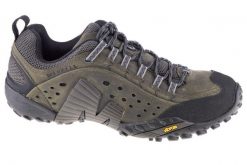 Buty trekkingowe męskie Merrell Intercept. Szare buty turystyczne Merrell, bez wzorów, z materiału, bez zapięcia, trekkingowe. Za 699.99 zł.