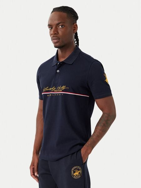 Beverly Hills Polo Club Polo P-SS26M-P2528 Granatowy Regular Fit. Niebieskie koszulki polo Beverly Hills Polo Club, m, bez wzorów, z bawełny, bez kołnierzyka, bez ramiączek. Za 129.99 zł.