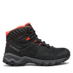 Trekkingi Mammut. Czarne botki sznurowane Mammut, bez wzorów, z gore-texu, bez obcasa, bez zapięcia. Za 999.99 zł.