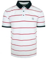 Koszulka Polo, Męska - Pako Jeans - Biała, Czerwone Prążki. Białe koszulki polo Pako Jeans, l, bez wzorów, z bawełny, bez kołnierzyka, bez ramiączek. Za 119.00 zł.
