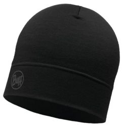 Czapka dla dorosłych Buff Merino Lightweight Beanie. Czarne czapki zimowe Buff, bez wzorów, z wełny. Za 129.90 zł.