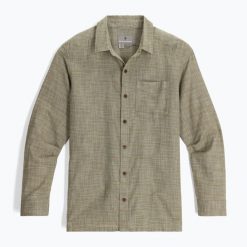 Koszula męska Royal Robbins Hempline Spaced. Zielone koszule ROYAL ROBBINS, m, bez wzorów, bez kołnierzyka, bez ramiączek. Za 349.99 zł.