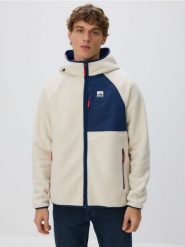 Polarowa bluza z kapturem - złamana biel. Bluzy z kapturem Reserved, l, bez wzorów, z dzianiny, z kapturem. Za 159.99 zł.