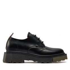 Półbuty Off-White. Czarne eleganckie półbuty Off-White, bez wzorów, bez obcasa, bez zapięcia. Za 1,599.99 zł.
