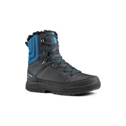 Buty turystyczne SH100 Warm wysokie męskie. Szare buty turystyczne QUECHUA, na zimę, bez wzorów, z gumy, bez zapięcia. Za 149.99 zł.