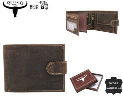 Portfel skórzany Buffalo Wild RM-02L-BAW brązowy. Brązowe portfele BUFFALO WILD, bez wzorów, ze skóry. Za 59.99 zł.