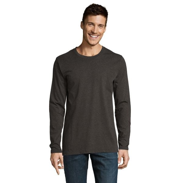 Męska Koszulka Z Długim Rękawem Imperial. Brązowe bluzki z długim rękawem SOL'S, l, bez wzorów, bez kołnierzyka, bez ramiączek. Za 64.99 zł.