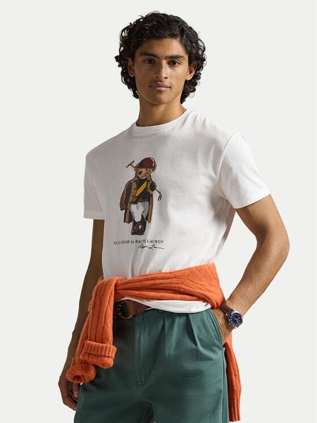 Polo Ralph Lauren T-Shirt 710B16611001 Biały Slim Fit. Białe koszulki polo Polo Ralph Lauren, m, bez wzorów, z bawełny, bez kołnierzyka, bez ramiączek. Za 430.99 zł.