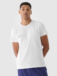 4F T-shirt regular z nadrukiem męski - biały XXL. Białe t-shirty 4F, m, bez wzorów, z bawełny, bez kołnierzyka, bez ramiączek. W wyprzedaży za 39.99 zł.