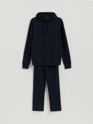 Dwuczęściowa piżama - granatowy. Niebieskie piżamy Reserved, l, bez wzorów, z bawełny, bez ramiączek. Za 159.99 zł.