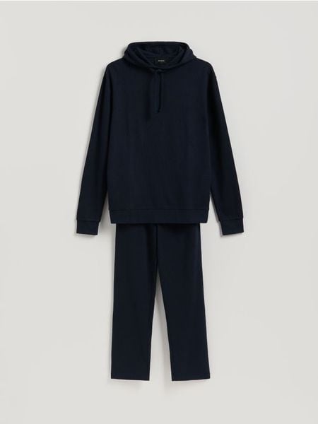 Dwuczęściowa piżama - granatowy. Niebieskie piżamy Reserved, l, bez wzorów, z bawełny, bez ramiączek. W wyprzedaży za 89.99 zł.