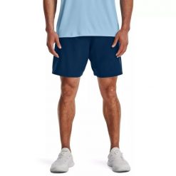Spodenki krótkie męskie Under Armour Woven Graphic Shorts. Niebieskie szorty Under Armour, m, bez wzorów, sportowe. Za 99.99 zł.