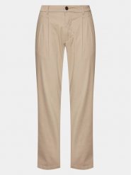 Lindbergh Spodnie materiałowe 30-003108 Beżowy Wide Fit. Brązowe spodnie materiałowe Lindbergh, m, bez wzorów, z bawełny. Za 199.99 zł.