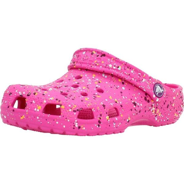 Sandały CROCS CLASSIC PAINT SPLATT Rose. Czerwone sandały Crocs, z materiału, bez zapięcia. Za 119.99 zł.