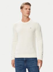 Tommy Jeans Sweter DM0DM21787 Kremowy Regular Fit. Białe swetry rozpinane Tommy Jeans, m, bez wzorów, z bawełny, bez kołnierzyka, bez ramiączek. Za 369.99 zł.