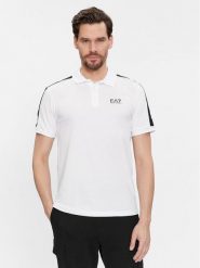 EA7 Emporio Armani Polo 3DPF23 PJ02Z 1100 Biały Regular Fit. Białe koszulki polo sportowe EA7 Emporio Armani, m, bez wzorów, z bawełny, bez kołnierzyka, bez ramiączek. Za 279.99 zł.