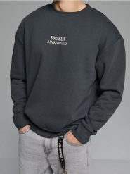 Bluza crewneck z nadrukiem - szary. Szare bluzy bez kaptura Sinsay, l, bez wzorów, bez kaptura. W wyprzedaży za 19.99 zł.