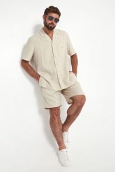 Szorty męskie lniane EMPORIO ARMANI SWIMWEAR. Szorty Emporio Armani Swimwear, m, bez wzorów. W wyprzedaży za 419.30 zł.