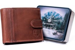 Portfel skórzany Peterson PTN N008L-PCA brązowy. Brązowe portfele Peterson, bez wzorów, ze skóry. Za 101.99 zł.
