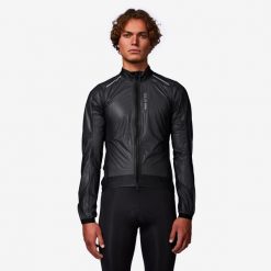 Second Life - Kurtka rowerowa szosowa Van Rysel Racer Ultral... - Stan Doskonały. Czarne kurtki VAN RYSEL, l, bez wzorów, z materiału, bez kaptura. Za 149.99 zł.