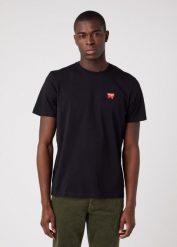 WRANGLER SIGN OFF TEE MĘSKI T-SHIRT KOSZULKA LOGO BLACK W70MD3100 112319289. Czarne t-shirty Wrangler, l, bez wzorów, bez kołnierzyka, bez ramiączek. Za 69.99 zł.