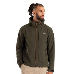 Męska Kurtka Soft Shell Dante. Zielone kurtki Trespass, m, bez wzorów, z elastanu, z kapturem. Za 299.99 zł.