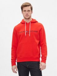 Tommy Hilfiger Bluza Tommy Logo Hoody MW0MW11599 Czerwony Regular Fit. Czerwone bluzy Tommy Hilfiger, m, bez wzorów, z bawełny, bez kaptura. Za 299.99 zł.