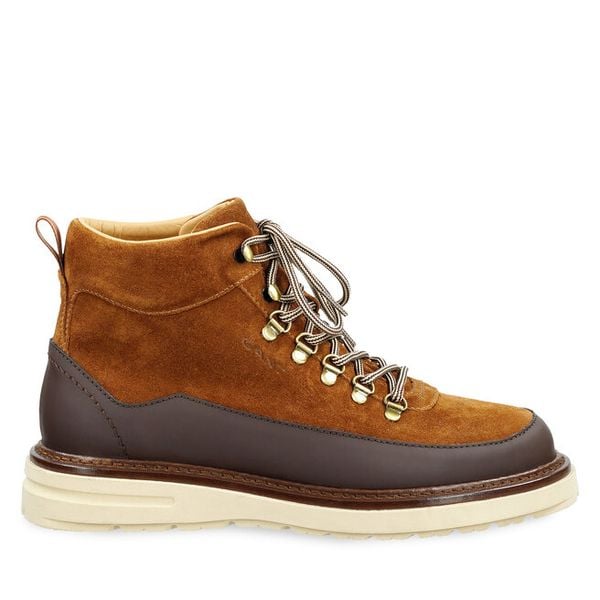 Trzewiki Gant. Brązowe botki sznurowane GANT, bez wzorów, bez obcasa, bez zapięcia. Za 849.99 zł.