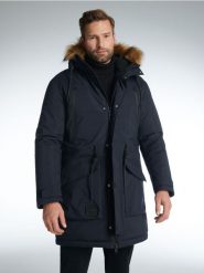 Kurtka parka - granatowy. Niebieskie kurtki Sinsay, l, bez wzorów, bez kaptura. Za 199.99 zł.