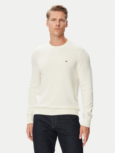 Tommy Hilfiger Sweter MW0MW28046 Kremowy Regular Fit. Białe swetry rozpinane Tommy Hilfiger, m, bez wzorów, z bawełny, bez kołnierzyka, bez ramiączek. Za 489.99 zł.