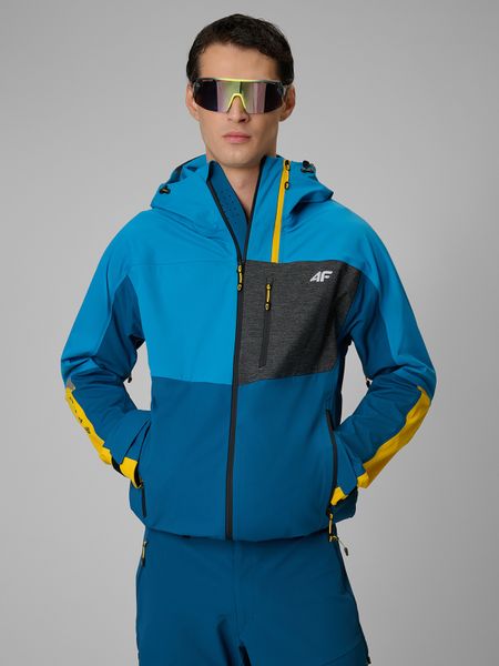 4F Kurtka softshell wiatroodporna membrana 10000 męska - niebieska L. Niebieskie kurtki 4F, l, bez wzorów, z materiału, bez kaptura. Za 699.99 zł.