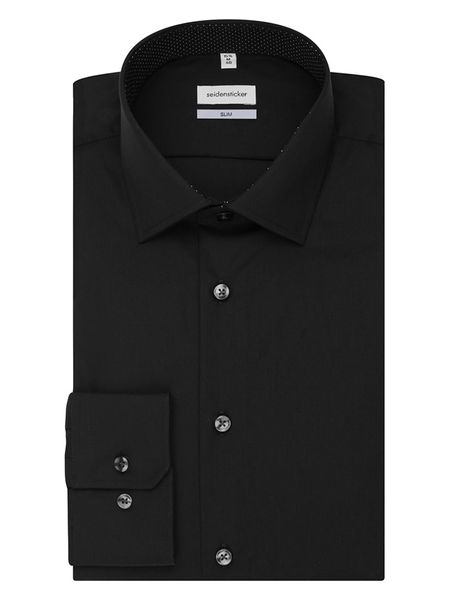Seidensticker Koszula - Slim fit - w kolorze czarnym rozmiar: 37. Czarne koszule Seidensticker, bez wzorów, z bawełny, bez kołnierzyka, bez ramiączek. Za 96.14 zł.