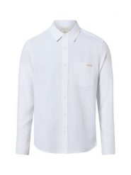 Calvin Klein Jeans koszula lniana Mężczyźni Regular Fit len biały, XL. Białe koszule Calvin Klein Jeans, m, bez wzorów, z jeansu, bez kołnierzyka, bez ramiączek. Za 229.95 zł.