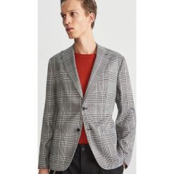 Marynarka w kratę slim fit - Szary. Garnitury marki Reserved. Za 299.99 zł.
