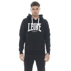 Bluza z bawełna z kaptur na trening na czas wolny. Czarne bluzy LEONE 1947 APPAREL, bez wzorów, z bawełny, bez kaptura. W wyprzedaży za 120.78 zł.