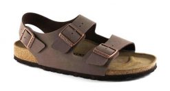Sandały Birkenstock Milano Birkibuc Dorosłych. Brązowe sandały Birkenstock, z nubiku, bez zapięcia. Za 727.00 zł.